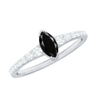 Rosec Jewels-Genuine Marquise Black Spinel Promise Ring with Diamond