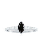 Rosec Jewels-Genuine Marquise Black Spinel Promise Ring with Diamond