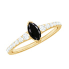 Rosec Jewels-Genuine Marquise Black Spinel Promise Ring with Diamond