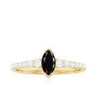 Rosec Jewels-Genuine Marquise Black Spinel Promise Ring with Diamond