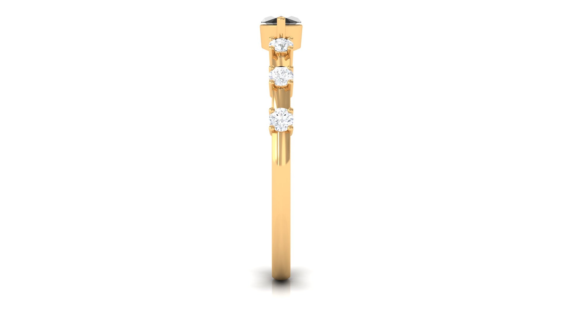 1/2 CT Marquise Cut Black Spinel East West Ring with Diamond AAA - Rosec Jewels