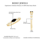 4x8mm Marquise Cut Black Onyx Minimal East West Ring with Diamond AAA - Rosec Jewels