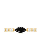 4x8mm Marquise Cut Black Onyx Minimal East West Ring with Diamond AAA - Rosec Jewels