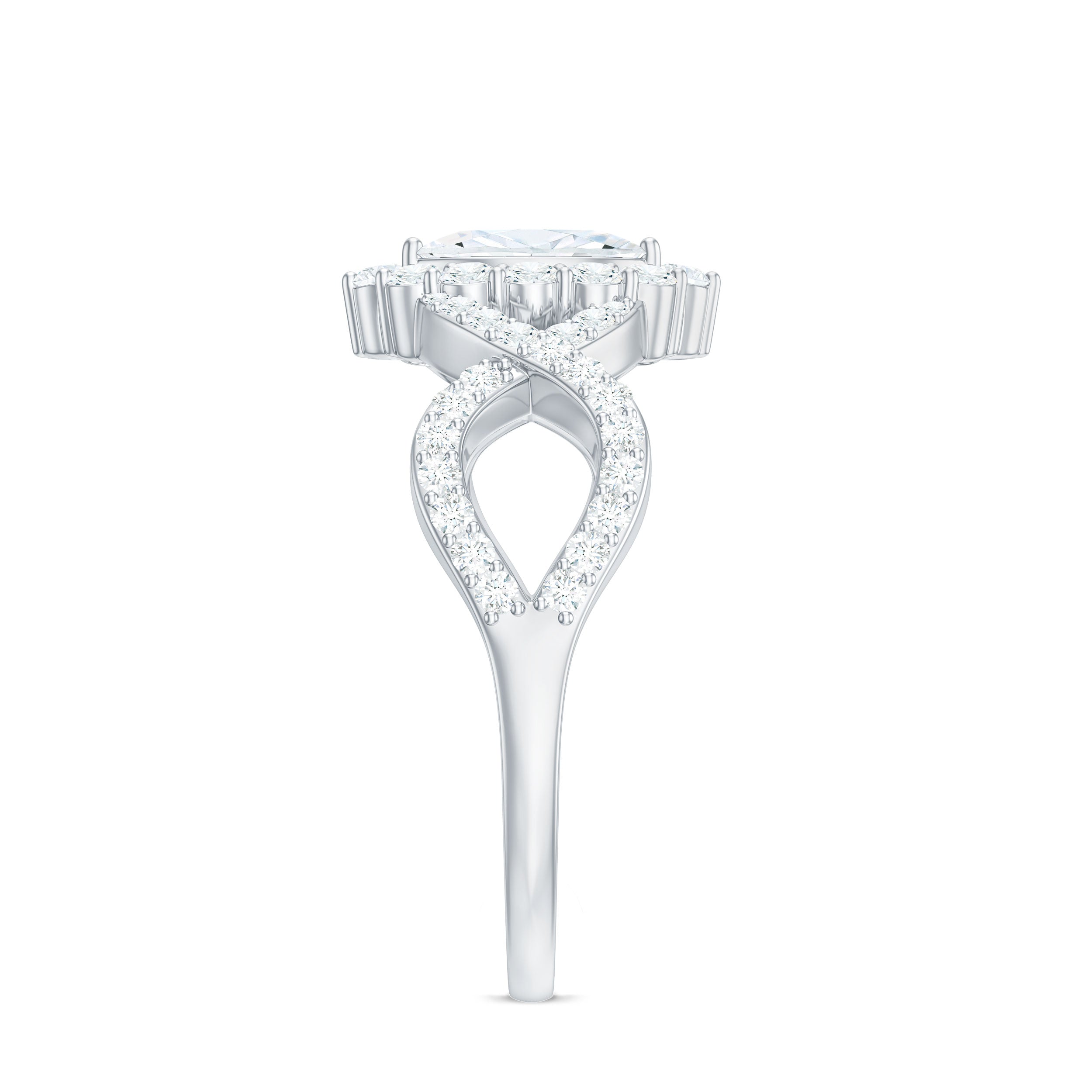 1.50 CT Marquise Cut Zircon Crossover Engagement Ring AAAA - Rosec Jewels