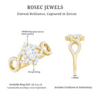 1.50 CT Marquise Cut Zircon Crossover Engagement Ring AAAA - Rosec Jewels