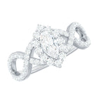 Marquise Moissanite Criss Cross Engagement Ring with Halo D-VS1 - Rosec Jewels