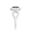 Rosec Jewels-Natural Marquise Black Spinel Engagement Ring with Diamond Crossover Shank