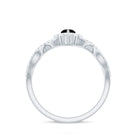 Rosec Jewels-Natural Marquise Black Spinel Engagement Ring with Diamond Crossover Shank