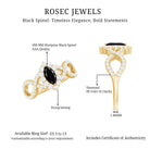 Rosec Jewels-Natural Marquise Black Spinel Engagement Ring with Diamond Crossover Shank