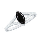 Rosec Jewels-Minimal Black Spinel Marquise Engagement Ring with Diamond Split Shank