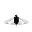 Rosec Jewels-Minimal Black Spinel Marquise Engagement Ring with Diamond Split Shank