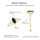 Rosec Jewels-Minimal Black Spinel Marquise Engagement Ring with Diamond Split Shank