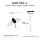 4X8mm Marquise Cut Black Onyx Minimal Engagement Ring with Diamond AAA - Rosec Jewels