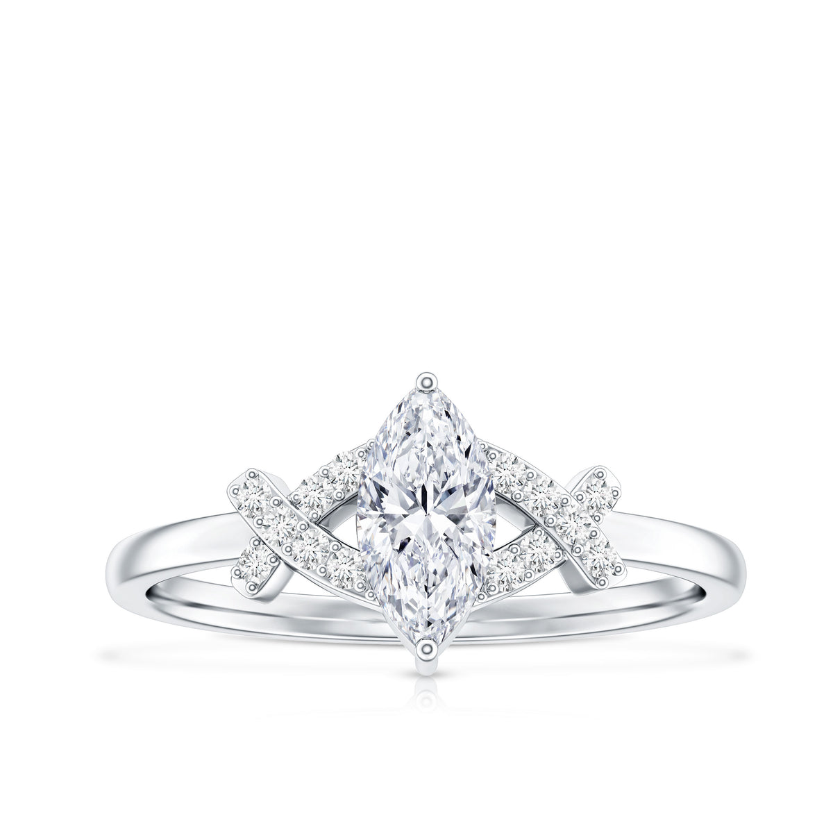 Certified Moissanite Marquise Engagement Ring for Women D-VS1 - Rosec Jewels
