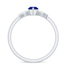 Certified 0.75 Carat Lab Grown Blue Sapphire Marquise Engagement Ring with Diamond AAAA - Rosec Jewels