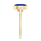 Certified 0.75 Carat Lab Grown Blue Sapphire Marquise Engagement Ring with Diamond AAAA - Rosec Jewels