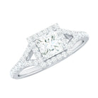 Rosec Jewels-Princess Cut Moissanite Halo Engagement Ring with Split Band