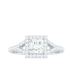 Rosec Jewels-Princess Cut Moissanite Halo Engagement Ring with Split Band