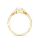 Rosec Jewels-Princess Cut Moissanite Halo Engagement Ring with Split Band