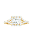 Rosec Jewels-Princess Cut Moissanite Halo Engagement Ring with Split Band