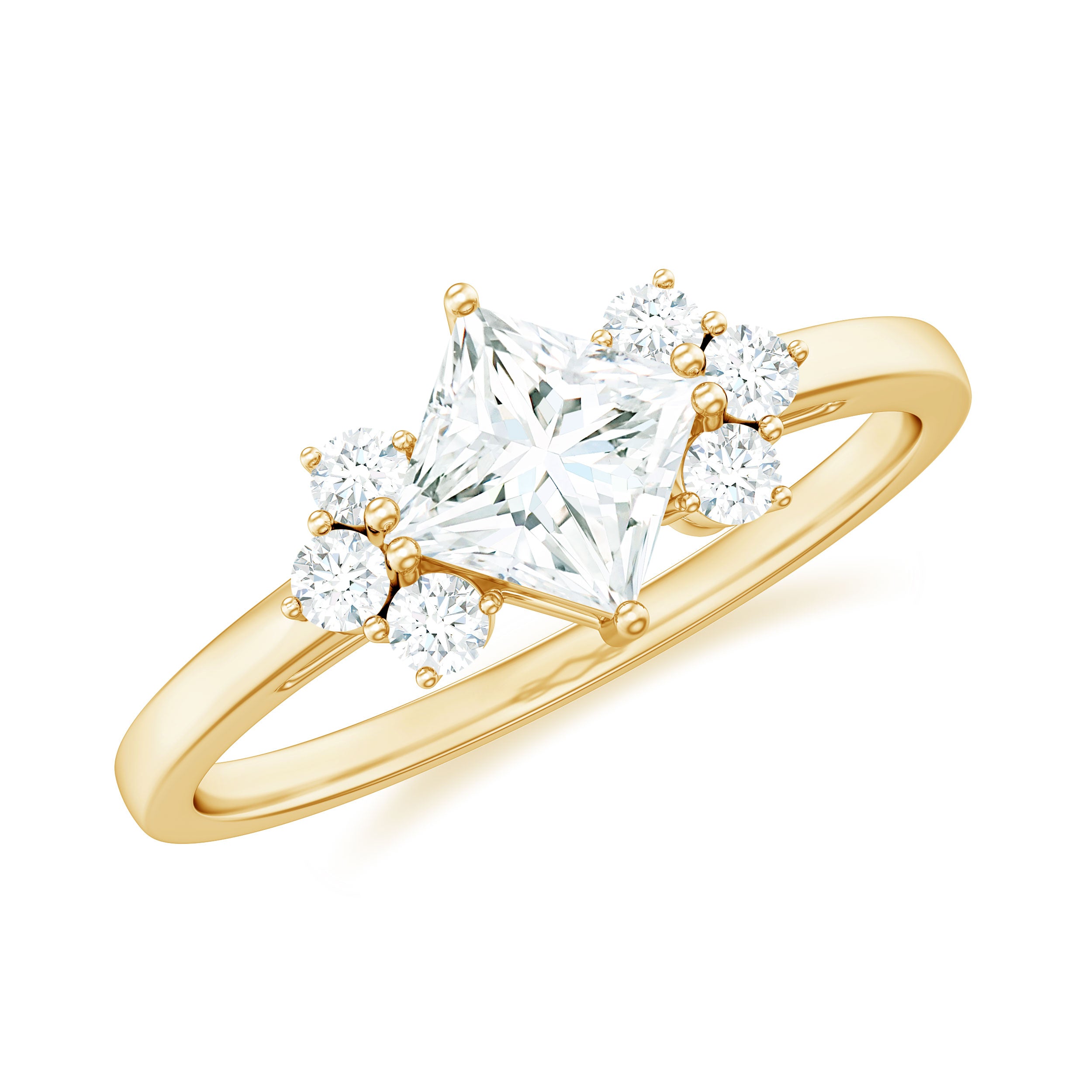 1 CT Princess Cut Cubic Zirconia Engagement Ring in Prong Setting AAAA - Rosec Jewels