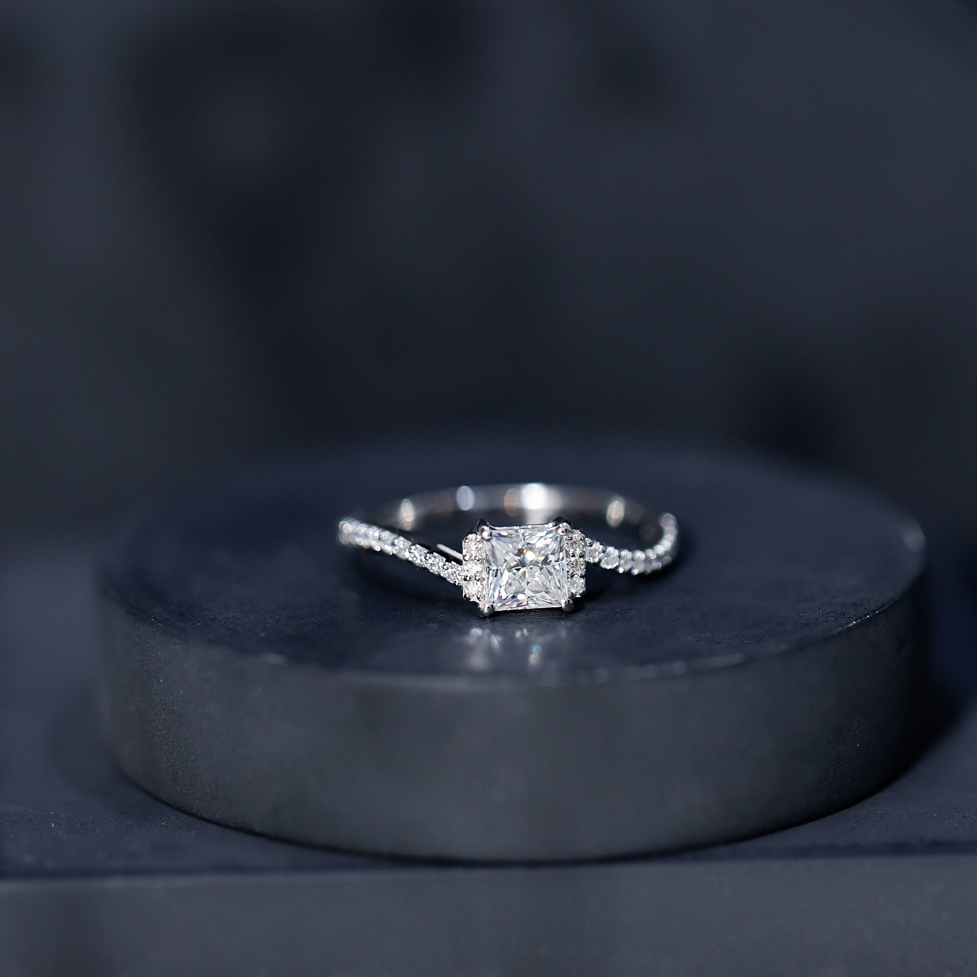 Princess Cut Moissanite Bypass Engagement Ring for Women D-VS1 - Rosec Jewels