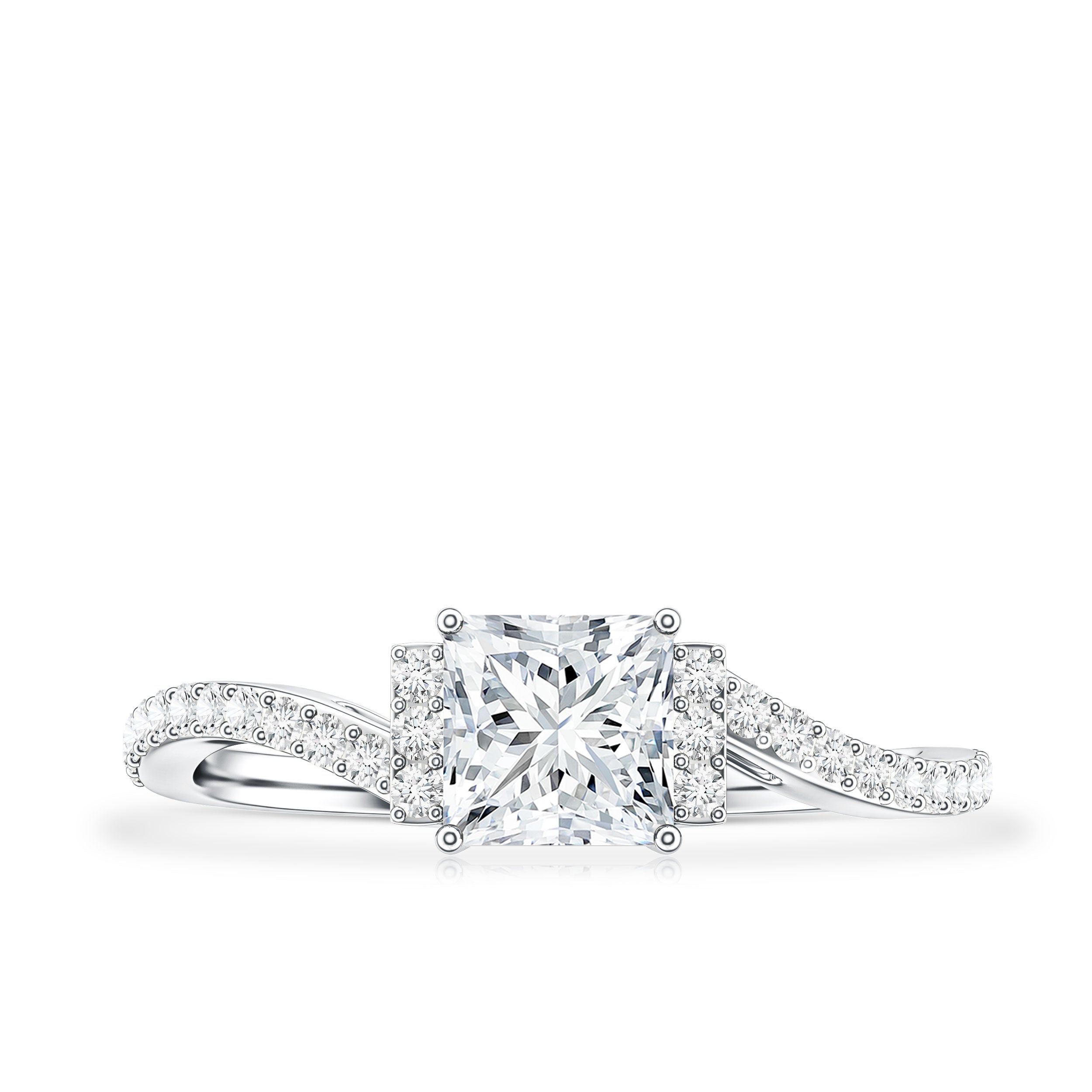 Rosec Jewels-Princess Cut Moissanite Bypass Engagement Ring for Women