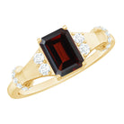 Real 6X8mm Garnet Designer Engagement Ring with Diamond AAA - Rosec Jewels