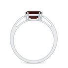 Natural Garnet 8 mm Asscher Cut Engagement Ring with Diamond AAA - Rosec Jewels
