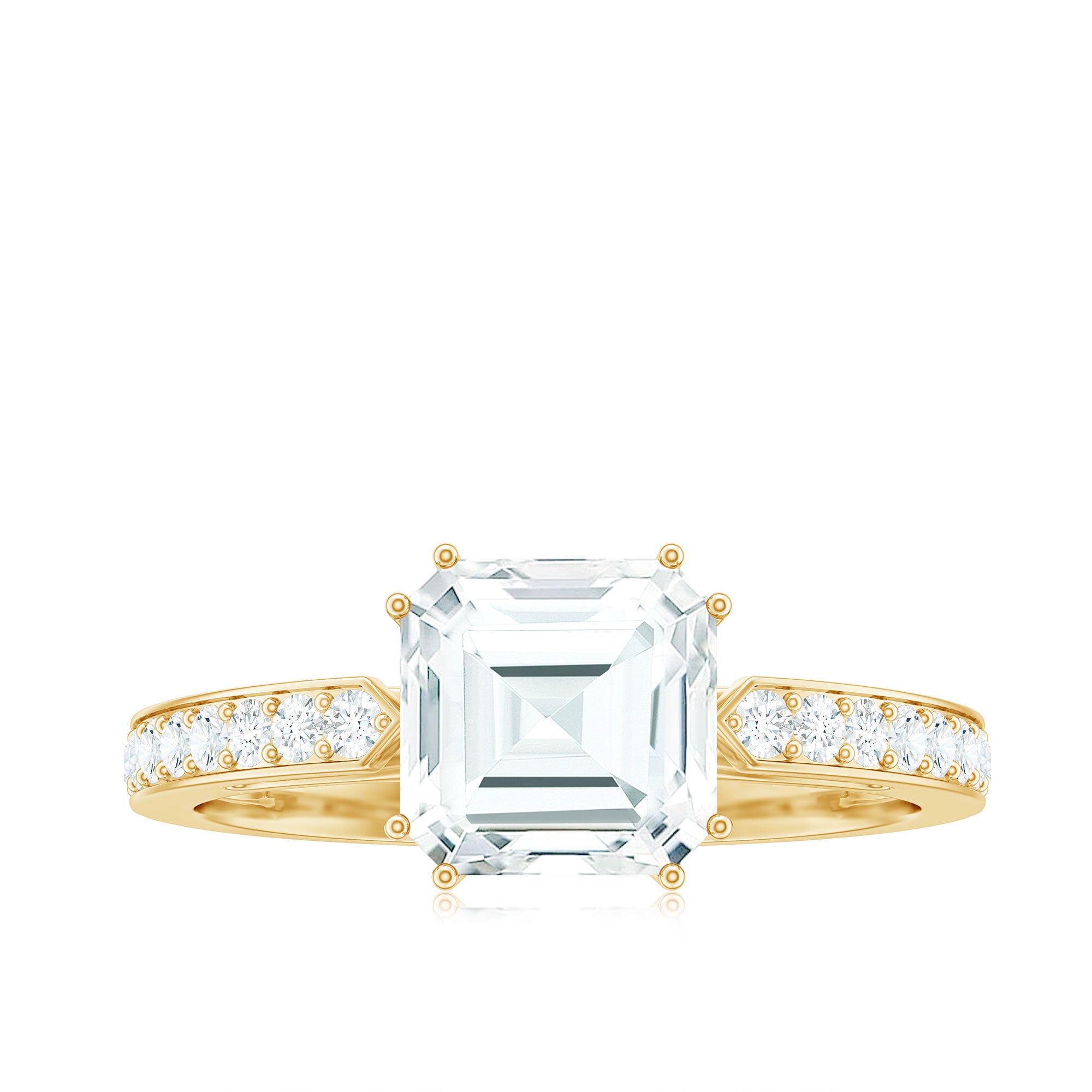 2 Carat Asscher Cut Solitaire CZ Diamond Engagement Ring AAAA - Rosec Jewels