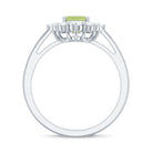Rosec Jewels-Natural 1.8 Carat Peridot Emerald Cut Engagement Ring with Diamond Halo