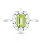 Rosec Jewels-Natural 1.8 Carat Peridot Emerald Cut Engagement Ring with Diamond Halo