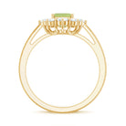 Rosec Jewels-Natural 1.8 Carat Peridot Emerald Cut Engagement Ring with Diamond Halo