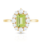 Rosec Jewels-Natural 1.8 Carat Peridot Emerald Cut Engagement Ring with Diamond Halo