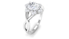 Oval Zircon Solitaire Infinity Ring with Floral Halo AAAA - Rosec Jewels