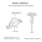 Certified Moissanite Flower Halo Engagement Ring with Criss Cross Band D-VS1 - Rosec Jewels
