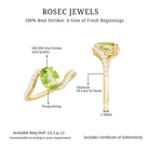 Natural 1 Carat Oval Peridot Engagement Ring with Diamond Bypass Shank AAA - Rosec Jewels