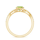 Natural 1 Carat Oval Peridot Engagement Ring with Diamond Bypass Shank AAA - Rosec Jewels
