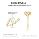 1 Carat Moissanite Oval Engagement Ring with Bypass Shank D-VS1 - Rosec Jewels