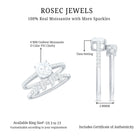Claw Set Cushion Cut Moissanite Engagement Ring with Leaf Wedding Band D-VS1 - Rosec Jewels
