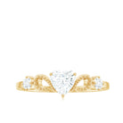 Certified Moissanite Heart Promise Ring with Beaded Detail D-VS1 - Rosec Jewels