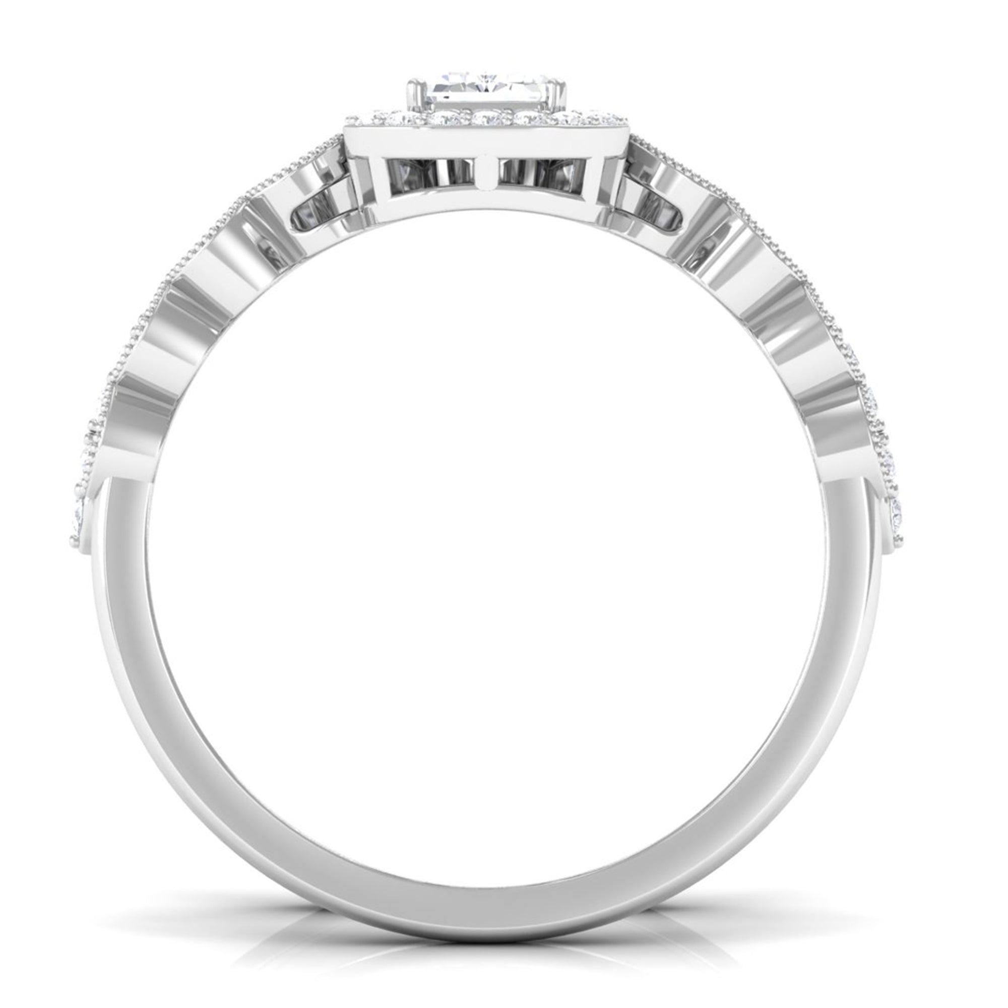 Cubic Zirconia Designer Solitaire Bridal Ring Set with Band AAAA - Rosec Jewels