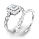 Cubic Zirconia Designer Solitaire Bridal Ring Set with Band AAAA - Rosec Jewels