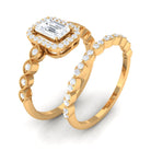 Cubic Zirconia Designer Solitaire Bridal Ring Set with Band AAAA - Rosec Jewels