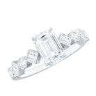 2 CT Octagon Cut Zircon Engagement Ring with Side Stones AAAA - Rosec Jewels
