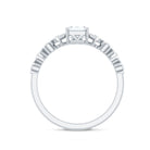 2 CT Octagon Cut Zircon Engagement Ring with Side Stones AAAA - Rosec Jewels