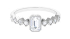 1 CT Octagon Cut Zircon Engagement Ring with Side Stones AAAA - Rosec Jewels