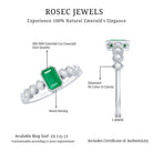 Rosec Jewels-Vintage Looking Emerald Cut Emerald Engagement Ring with Diamond