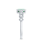 Rosec Jewels-Vintage Looking Emerald Cut Emerald Engagement Ring with Diamond