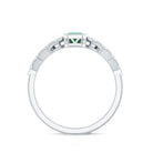 Rosec Jewels-Vintage Looking Emerald Cut Emerald Engagement Ring with Diamond